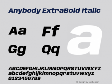 Anybody ExtraBold Italic Version 1.111图片样张