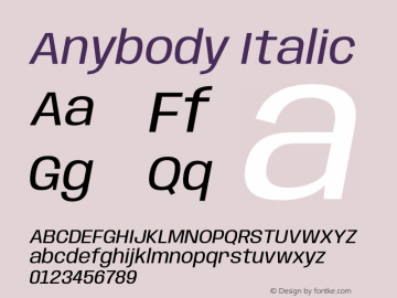 Anybody Italic Version 1.111图片样张