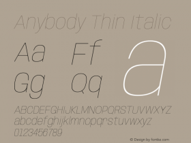 Anybody Thin Italic Version 1.111图片样张