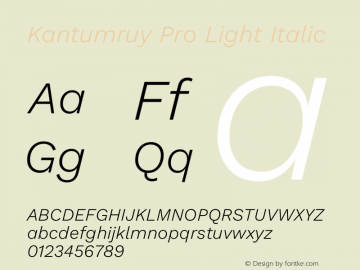 Kantumruy Pro Light Italic Version 1.002图片样张