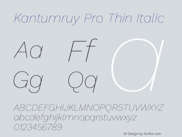 Kantumruy Pro Thin Italic Version 1.002图片样张