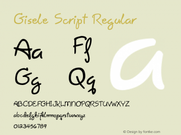 Gisele Script Regular Version 1.0 Font Sample