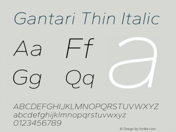 Gantari Thin Italic Version 1.000图片样张