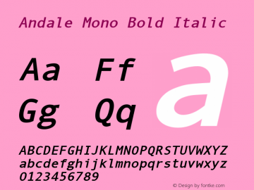 Andale Mono Bold Italic Version 2.01图片样张