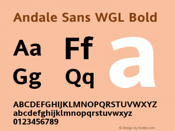 Andale Sans WGL Bold Version 3.01图片样张