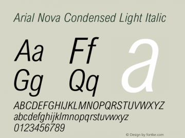 Arial Nova Cond Light Italic Version 1.12图片样张