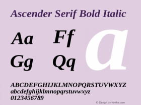 Ascender Serif Bold Italic Version 1.00图片样张