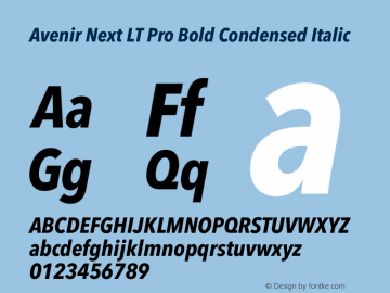 Avenir Next LT Pro Bold Condensed Italic Version 3.00图片样张