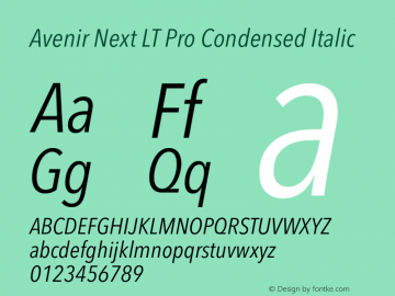 Avenir Next LT Pro Condensed Italic Version 3.00图片样张