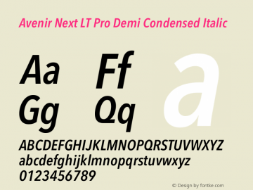 Avenir Next LT Pro Demi Condensed Italic Version 3.00图片样张