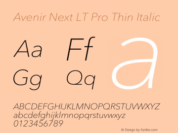 Avenir Next LT Pro Thin Italic Version 3.00图片样张