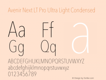 Avenir Next LT Pro Ultra Light Condensed Version 3.00图片样张