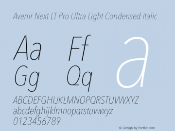 AvenirNextLTPro-UltLtCnIt Version 3.000图片样张