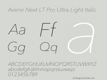Avenir Next LT Pro Ultra Light Italic Version 3.00图片样张