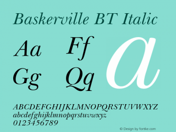 Baskerville BT Italic Version 1.01 emb4-OT图片样张