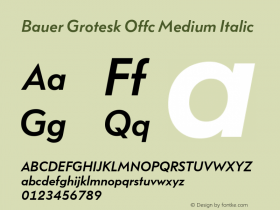 Bauer Grotesk Offc Medium Italic Version 7.504; 2014; Build 1020图片样张