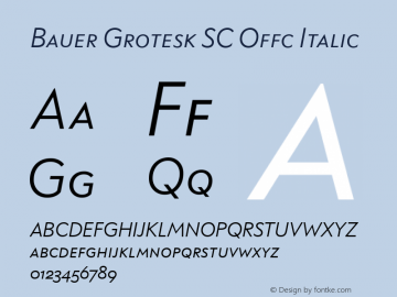 Bauer Grotesk SC Offc Italic Version 7.504; 2014; Build 1020图片样张
