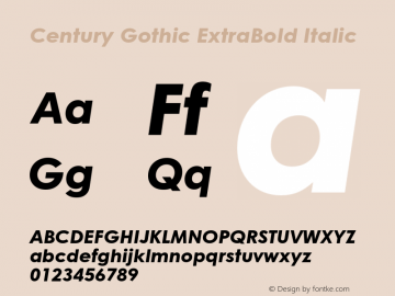 Century Gothic ExtraBold Italic Version 1.00图片样张