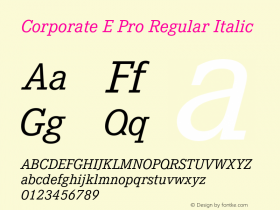 CorporateEPro-RegularItalic Version 1.000;PS 1.40;hotconv 1.0.57;makeotf.lib2.0.21895图片样张