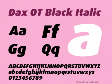 Dax OT Black Italic Version 7.504; 2017; Build 1027图片样张