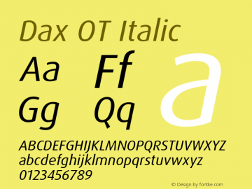 Dax OT Italic Version 7.504; 2017; Build 1027图片样张