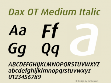 Dax OT Medium Italic Version 7.504; 2005; Build 1025图片样张