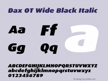 Dax OT Wide Black Italic Version 7.504; 2017; Build 1023图片样张