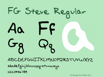 FG Steve Regular 1999; 1.0, initial release Font Sample