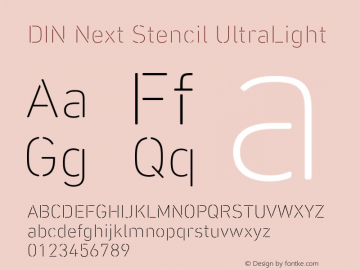DIN Next Stencil UltraLight Version 1.00, build 14, g2.4.2 b1013, s3图片样张
