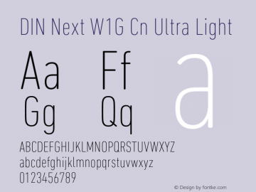 DIN Next W1G Cn Ultra Light Version 1.00图片样张