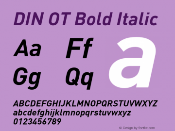 DIN OT Bold Italic Version 7.601, build 1030, FoPs, FL 5.04图片样张