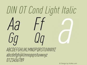 DIN OT Cond Light Italic Version 7.601, build 1030, FoPs, FL 5.04图片样张