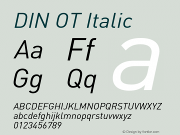 DIN OT Italic Version 7.601, build 1030, FoPs, FL 5.04图片样张