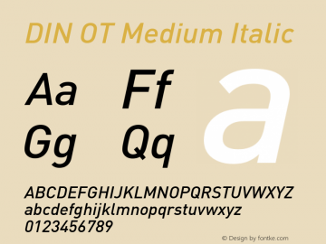 DIN OT Medium Italic Version 7.601, build 1030, FoPs, FL 5.04图片样张