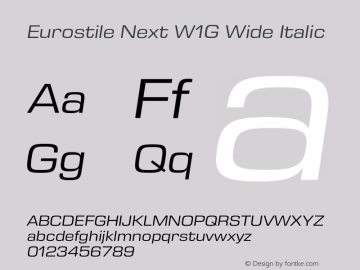 Eurostile Next W1G Wide Italic Version 1.00图片样张