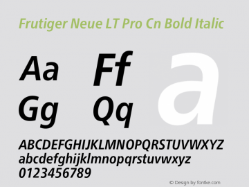 Frutiger Neue LT Pro Cn Bd It Version 2.300图片样张