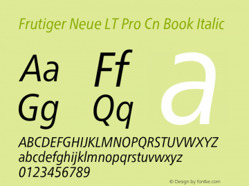 Frutiger Neue LT Pro Cn Bk It Version 2.300图片样张