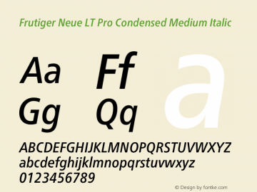 Frutiger Neue LT Pro Cn Medium Italic Version 1.00图片样张