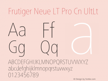 Frutiger Neue LT Pro Cn UltLt Version 2.300图片样张