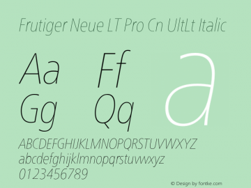 Frutiger Neue LT Pro Cn UlLt It Version 2.300图片样张