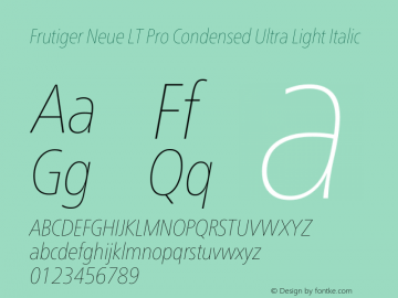 Frutiger Neue LT Pro Cn UltLt Italic Version 1.00图片样张