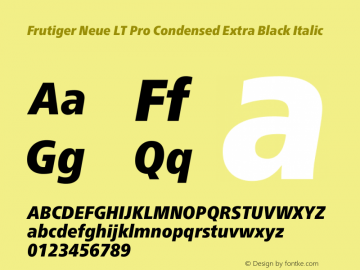 Frutiger Neue LT Pro Cn XBlack Italic Version 1.00图片样张