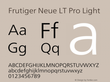 Frutiger Neue LT Pro Light Version 1.00图片样张