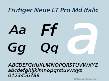 Frutiger Neue LT Pro Md It Version 2.200图片样张