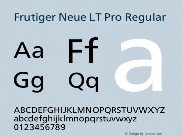 Frutiger Neue LT Pro Regular Version 1.00图片样张