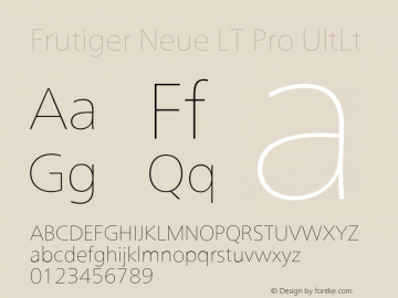 Frutiger Neue LT Pro UltLt Version 2.200图片样张