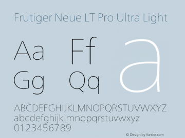 Frutiger Neue LT Pro UltLt Version 1.00图片样张