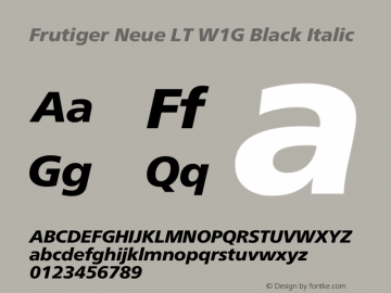 Frutiger Neue LT W1G Medium Bold Italic Version 1.20图片样张