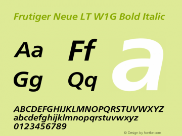 Frutiger Neue LT W1G Book Bold Italic Version 1.20图片样张