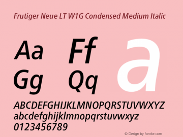 Frutiger Neue LT W1G Cn Medium Italic Version 1.20图片样张